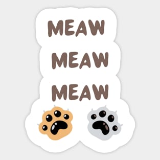 Meaw meaw cat illustration and typography Sticker